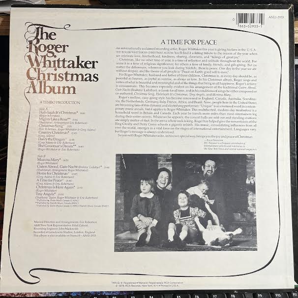 Roger Whittaker - The Roger Whittaker Christmas Album (VINYL) | Near Mint (NM) Near Mint (NM)