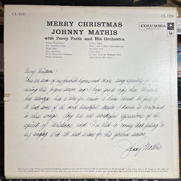 Johnny Mathis - Merry Christmas (VINYL) | Very Good Plus (VG+) Very Good (VG)