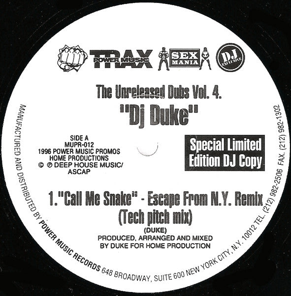 DJ Duke - The Unreleased Dubs Vol. 4 | Excellent (EX) Excellent (EX)