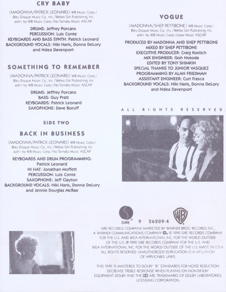 Madonna - I'm Breathless (Music From And Inspired By The Film Dick Tracy) *CASSETTE* | Near Mint (NM) Near Mint (NM)