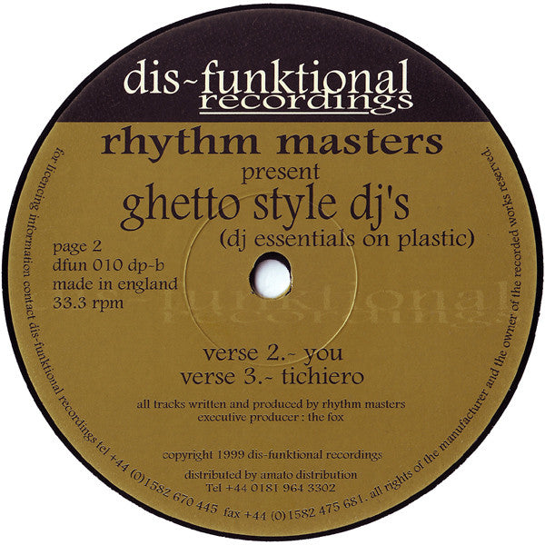 Rhythm Masters - Ghetto Style DJ's (DJ Essentials On Plastic) | Very Good Plus (VG+) Excellent (EX)