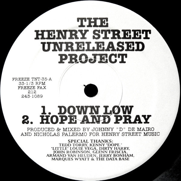 Johnny D & Nicky P - The Henry Street Unreleased Project | Very Good Plus (VG+) Very Good Plus (VG+)
