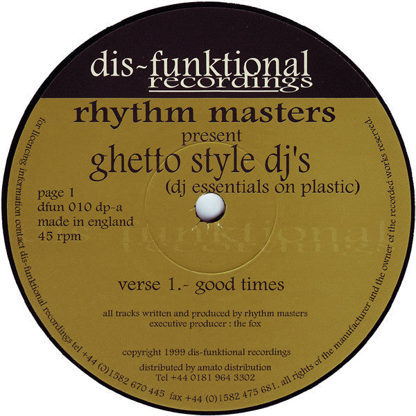 Rhythm Masters - Ghetto Style DJ's (DJ Essentials On Plastic) | Very Good Plus (VG+) Excellent (EX)