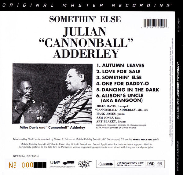 Somethin' Else (SACD / 6 TRACK CORRECTION) | Mint (M) Mint (M)