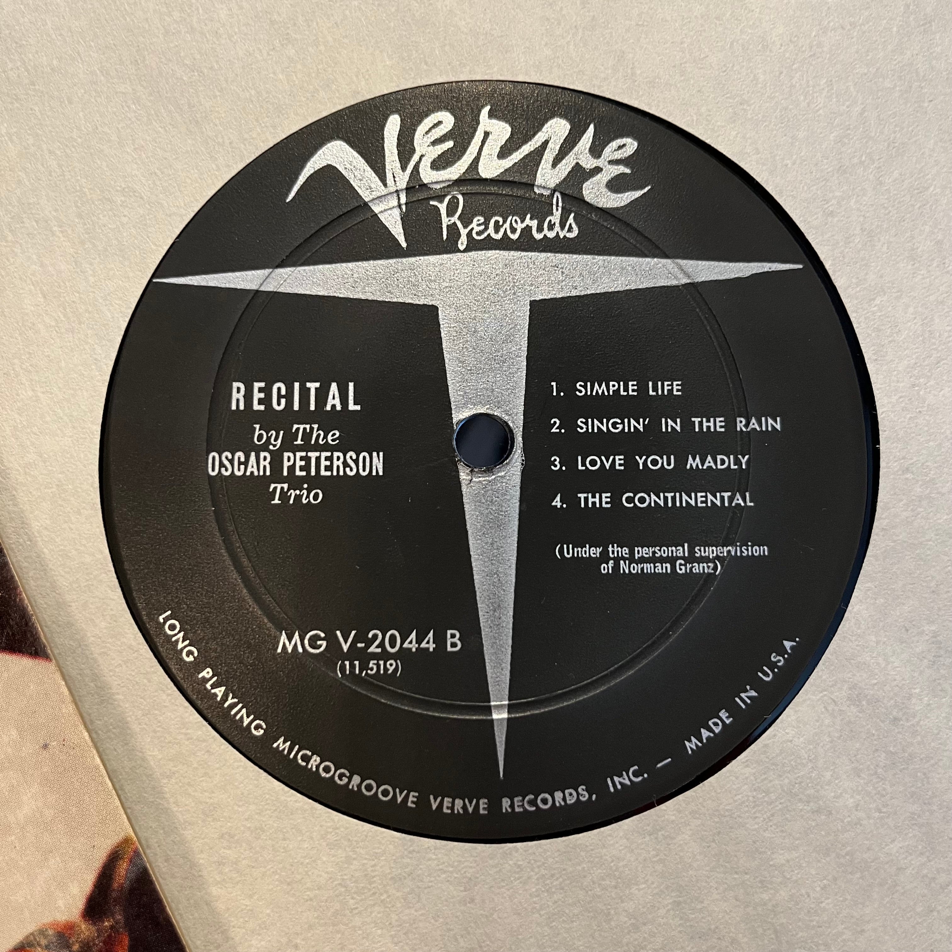 Oscar Peterson - Recital | Very Good (VG) Excellent (EX)