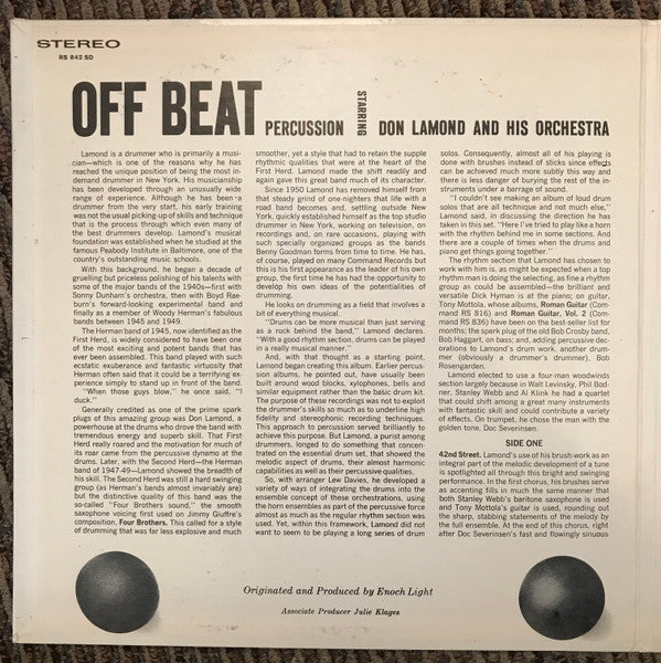 Don Lamond And His Orchestra - Off Beat Percussion | Excellent (EX) Near Mint (NM)
