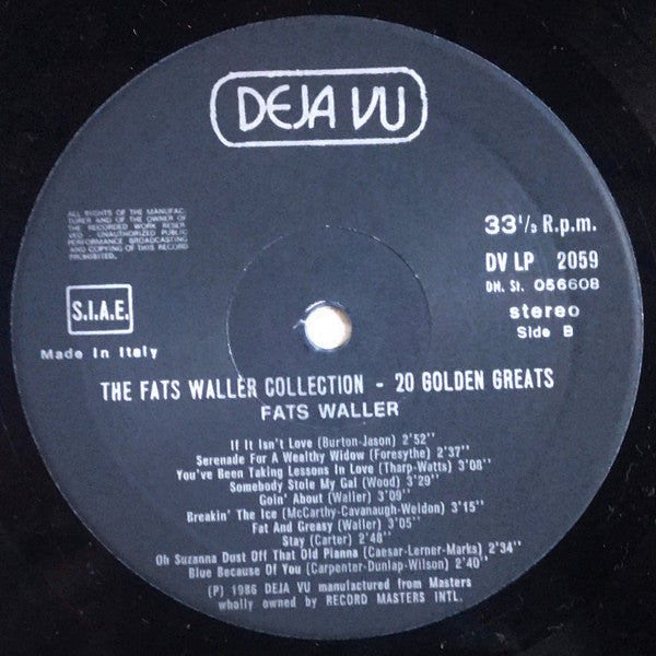 Fats Waller - The Fats Waller Collection - 20 Golden Greats *ITALIAN PRESS* | Excellent (EX) Very Good Plus (VG+)