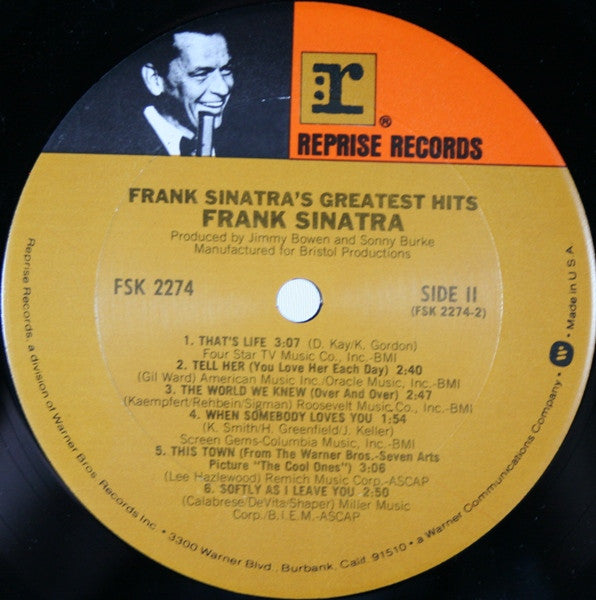 Frank Sinatra - Frank Sinatra's Greatest Hits (VINYL) | Excellent+ (EX+) Excellent (EX)