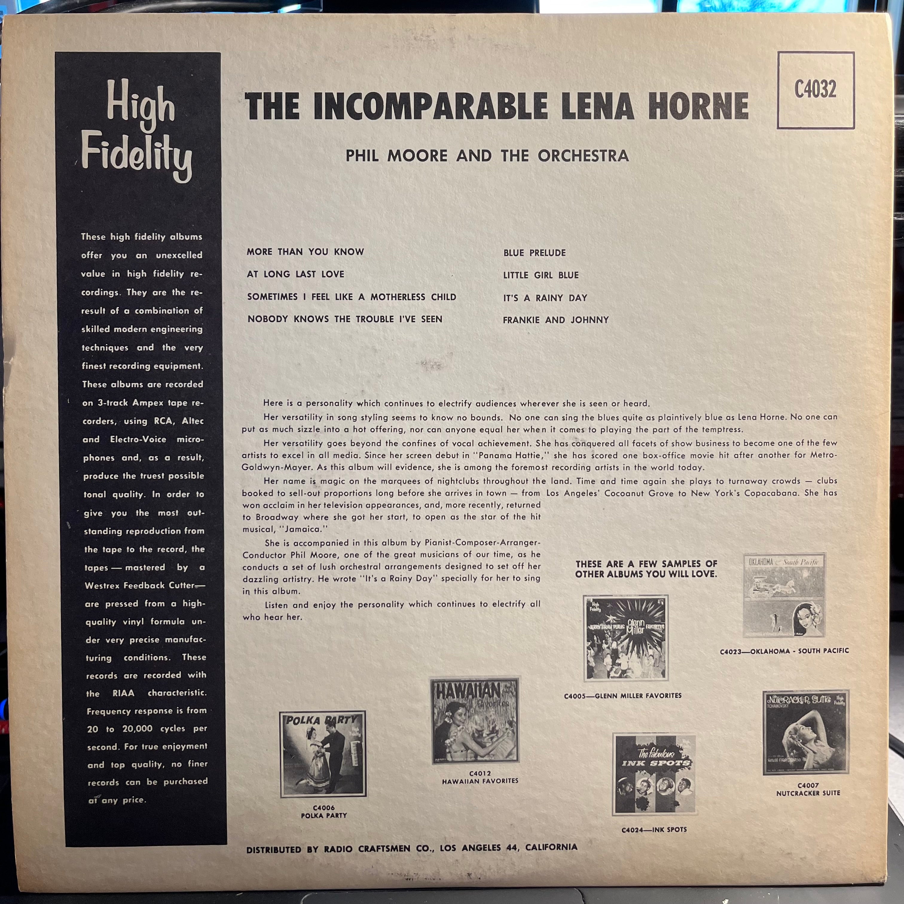 Lena Horne - The Incomparable Lena Horne | Excellent (EX) Excellent (EX)