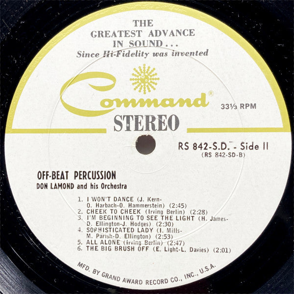 Don Lamond And His Orchestra - Off Beat Percussion | Excellent (EX) Near Mint (NM)