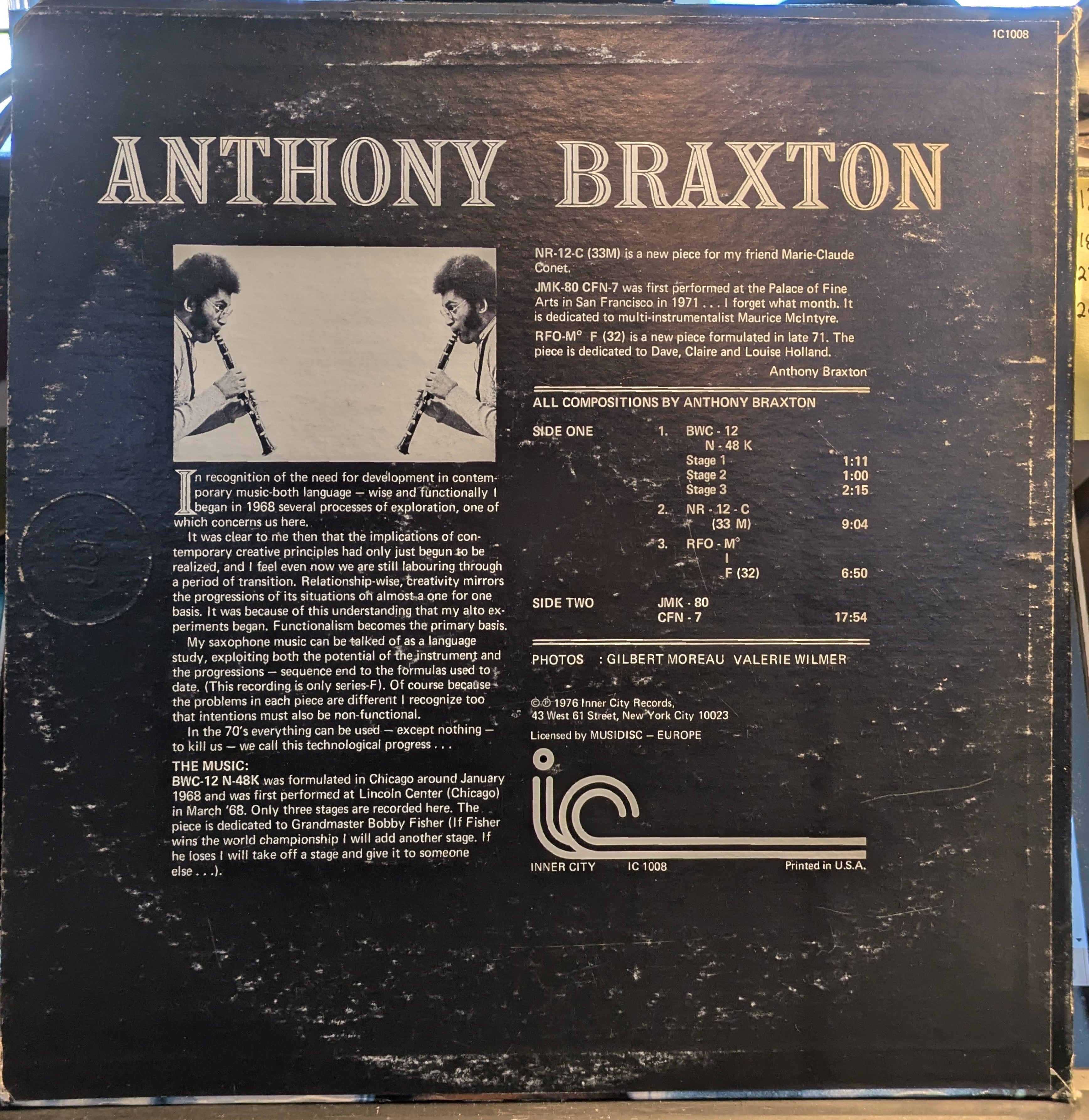 Anthony Braxton - Saxophone Improvisations / Series F. (VINYL) | Excellent+ (EX+) Excellent (EX)