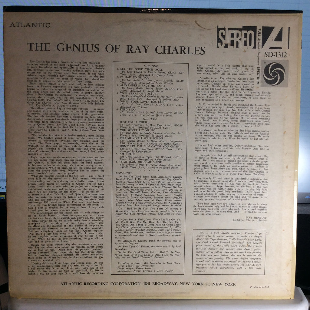Ray Charles - The Genius Of Ray Charles (VINYL) | Excellent+ (EX+) Excellent (EX)