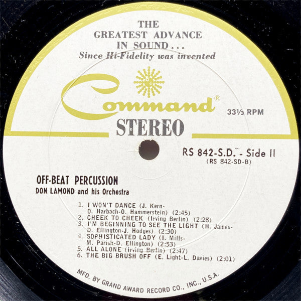 Don Lamond And His Orchestra - Off Beat Percussion | Excellent (EX) Near Mint (NM)