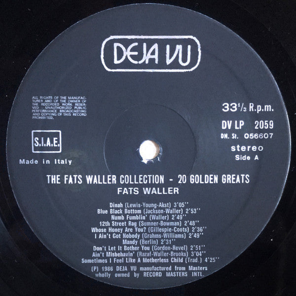 Fats Waller - The Fats Waller Collection - 20 Golden Greats *ITALIAN PRESS* | Excellent (EX) Very Good Plus (VG+)