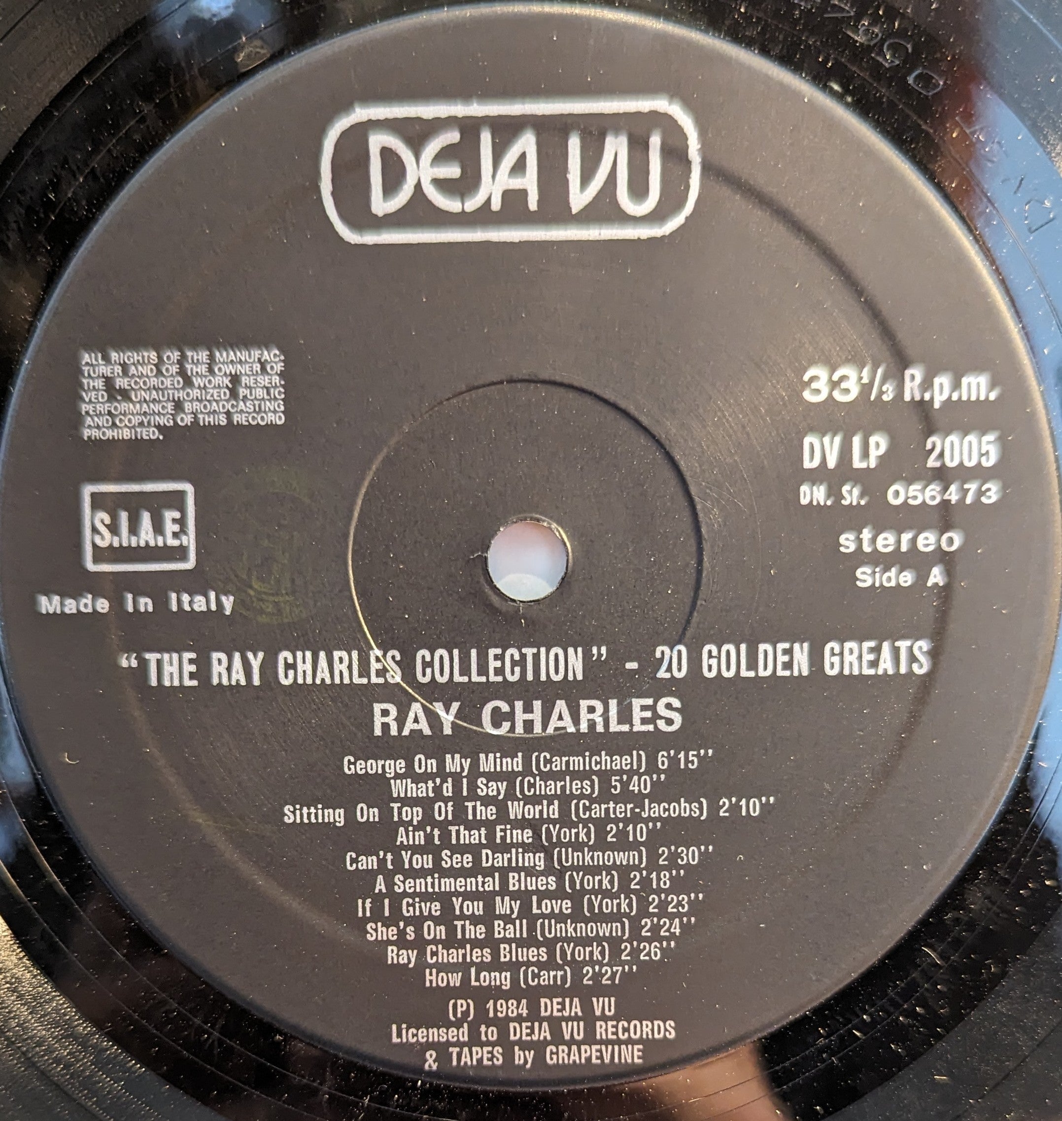 The Ray Charles Collection - 20 Golden Greats *ITALIAN PRESS* | Excellent (EX) Near Mint (NM)