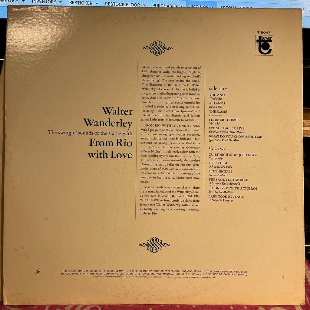 Walter Wanderley - From Rio With Love *MONO* | Excellent (EX) Excellent (EX)