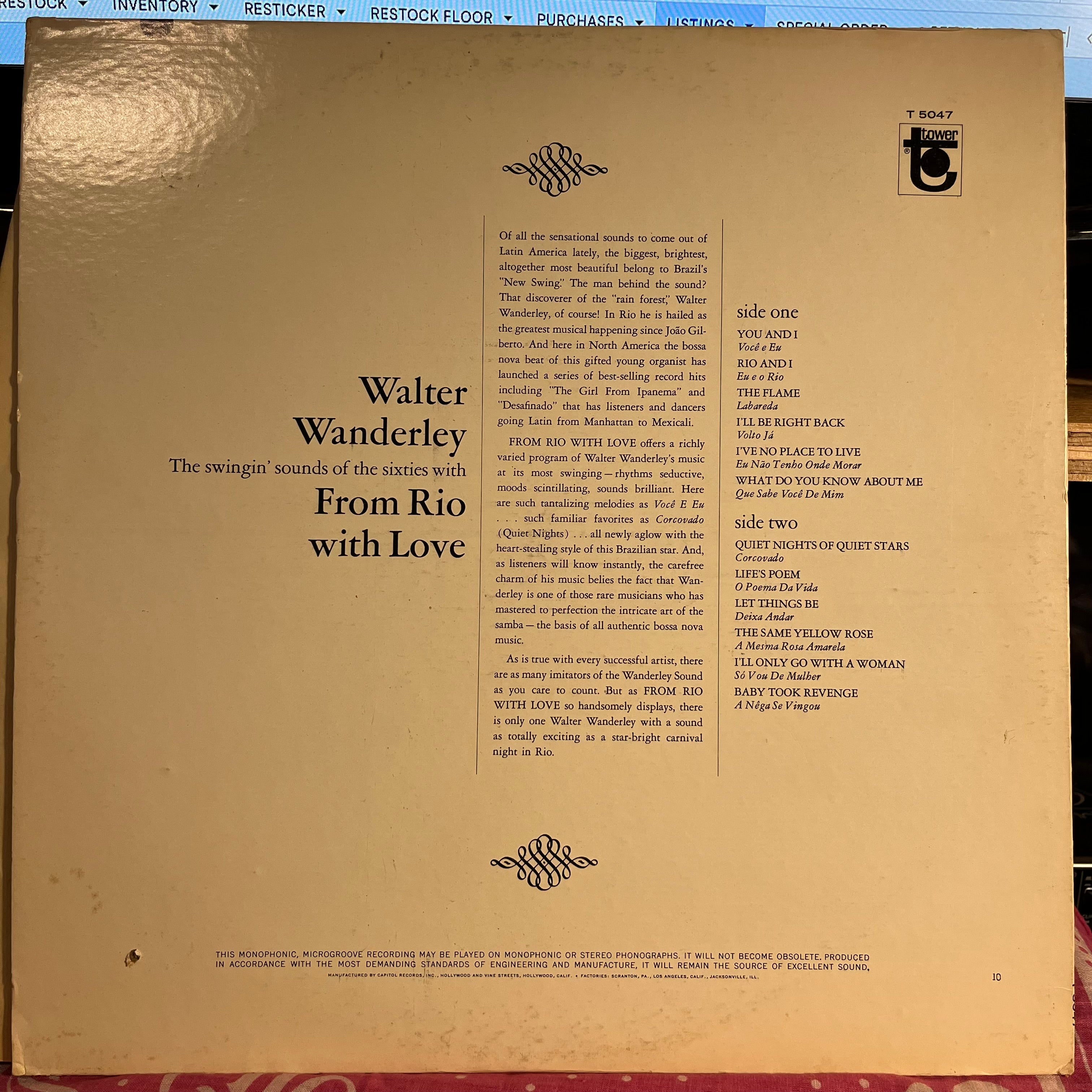 Walter Wanderley - From Rio With Love *MONO* | Excellent (EX) Excellent (EX)