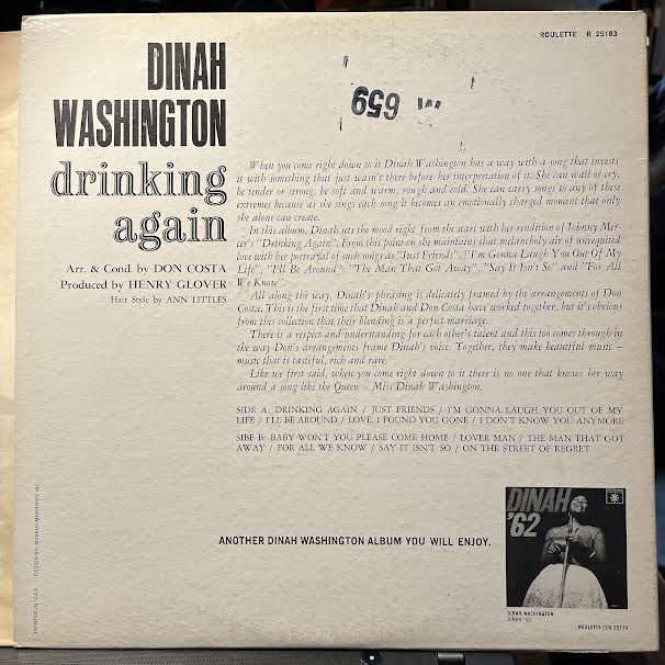 Dinah Washington - Drinking Again (VINYL) | Excellent (EX) Near Mint (NM)