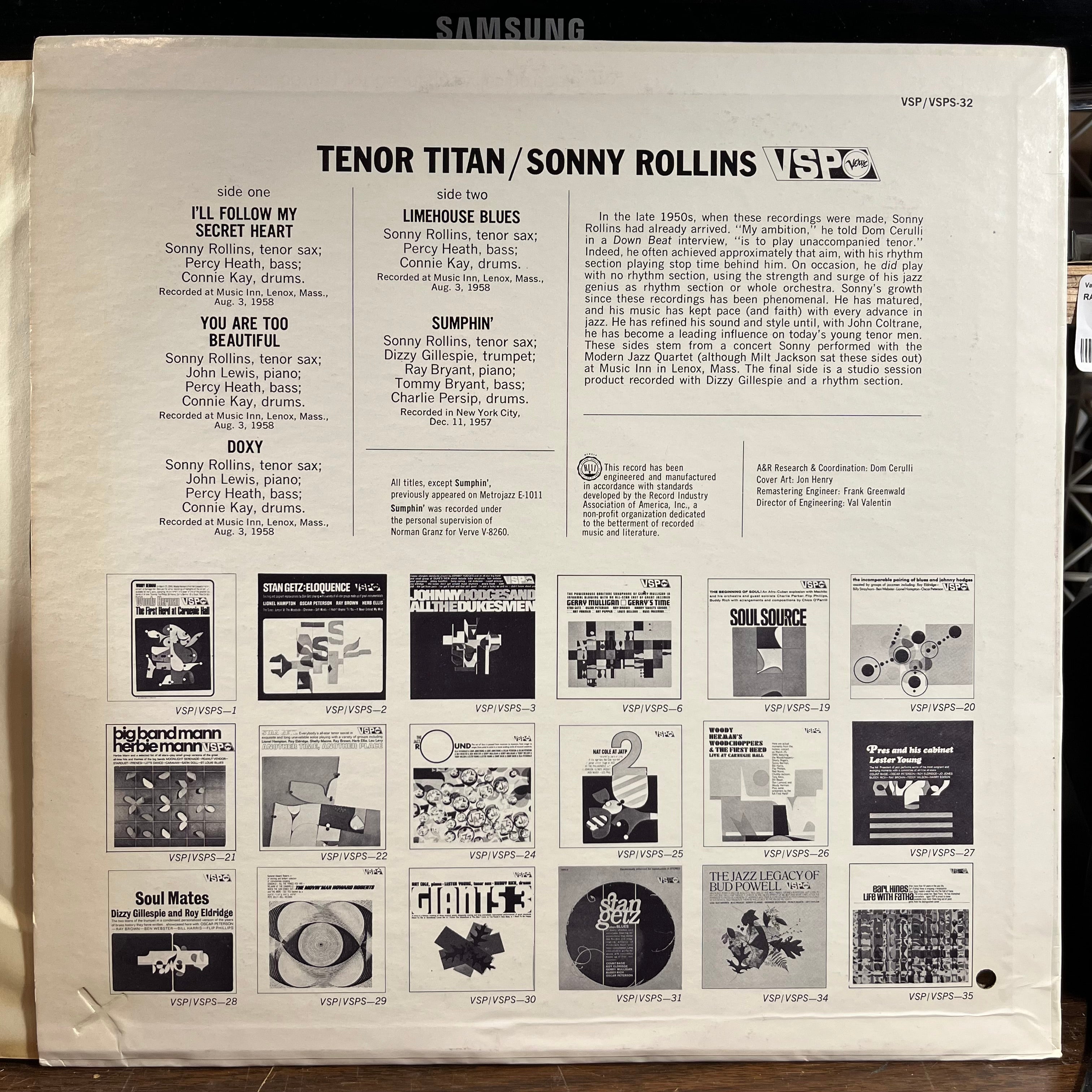Sonny Rollins - Tenor Titan (VINYL) | Near Mint- (NM-) Near Mint (NM)
