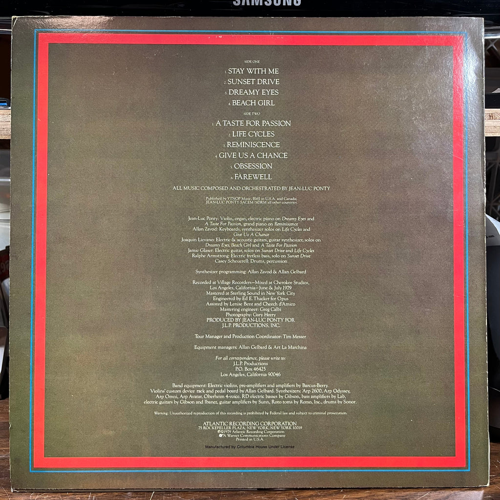 Jean-Luc Ponty - A Taste For Passion (VINYL) | Near Mint- (NM-) Near Mint- (NM-)