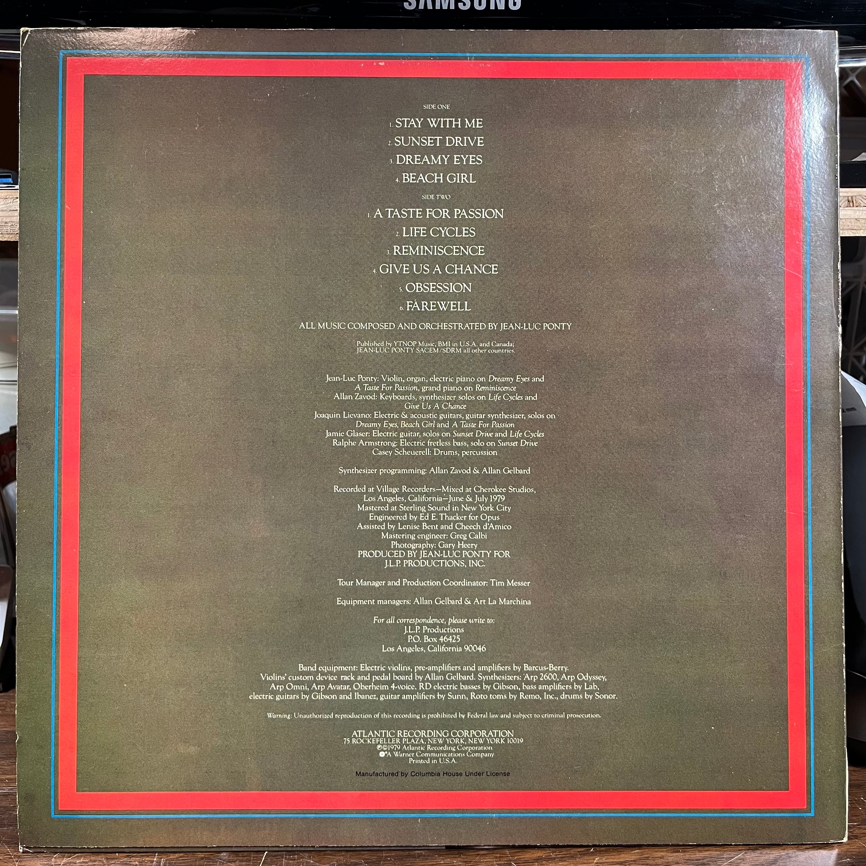 Jean-Luc Ponty - A Taste For Passion (VINYL) | Near Mint- (NM-) Near Mint- (NM-)