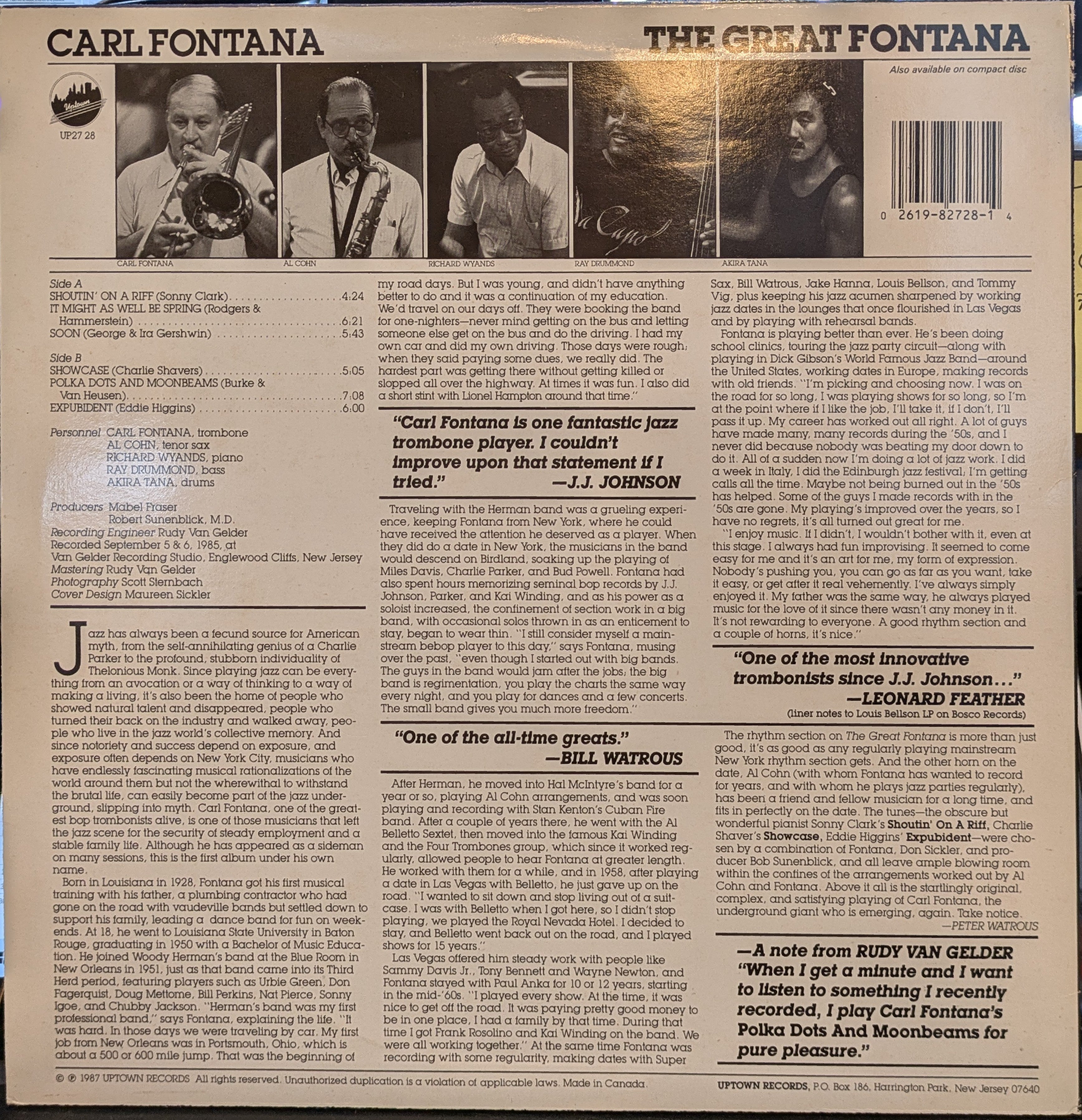 Carl Fontana - The Great Fontana (VINYL) | Near Mint (NM) Near Mint (NM)
