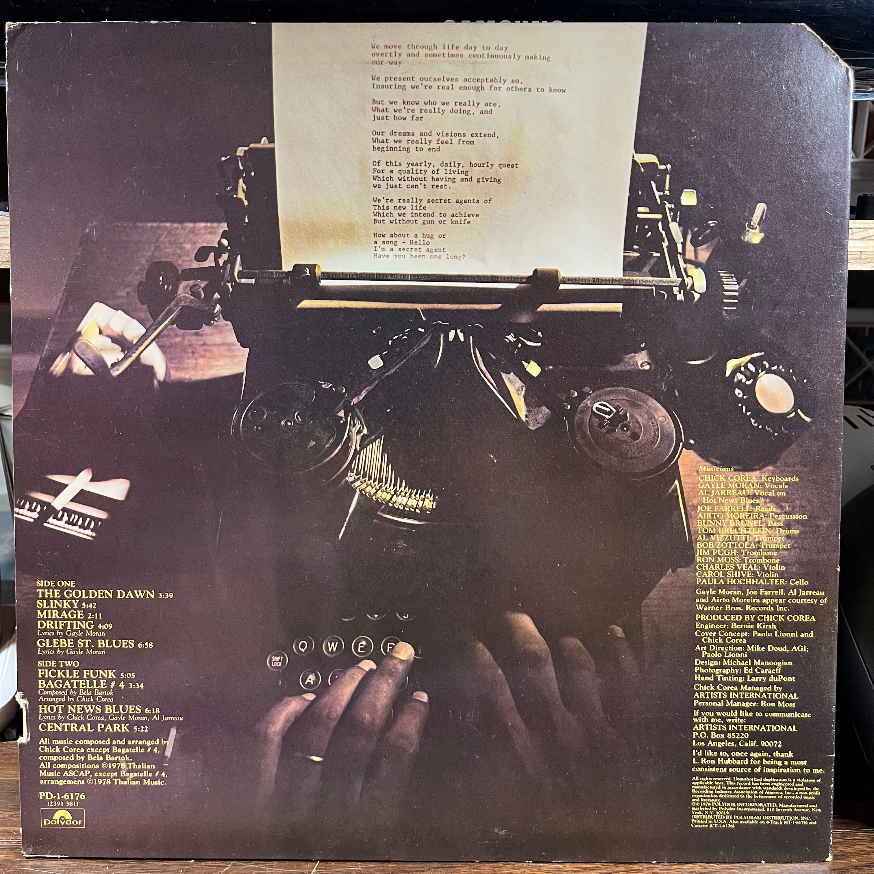 Chick Corea - Secret Agent (VINYL) | Near Mint- (NM-) Excellent+ (EX+)