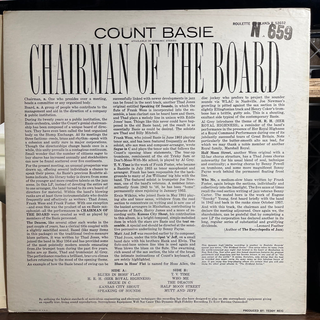 Count Basie - Chairman Of The Board (LP) | Excellent+ (EX+)