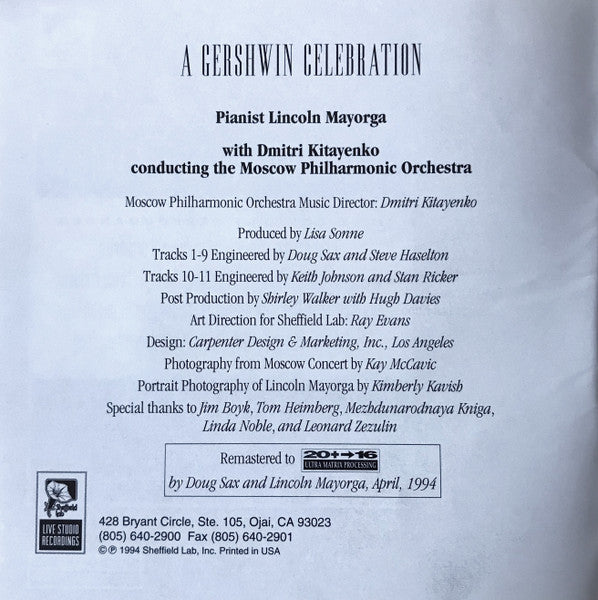 Lincoln Mayorga - A Gershwin Celebration (CD) | Near Mint (NM) Near Mint (NM)