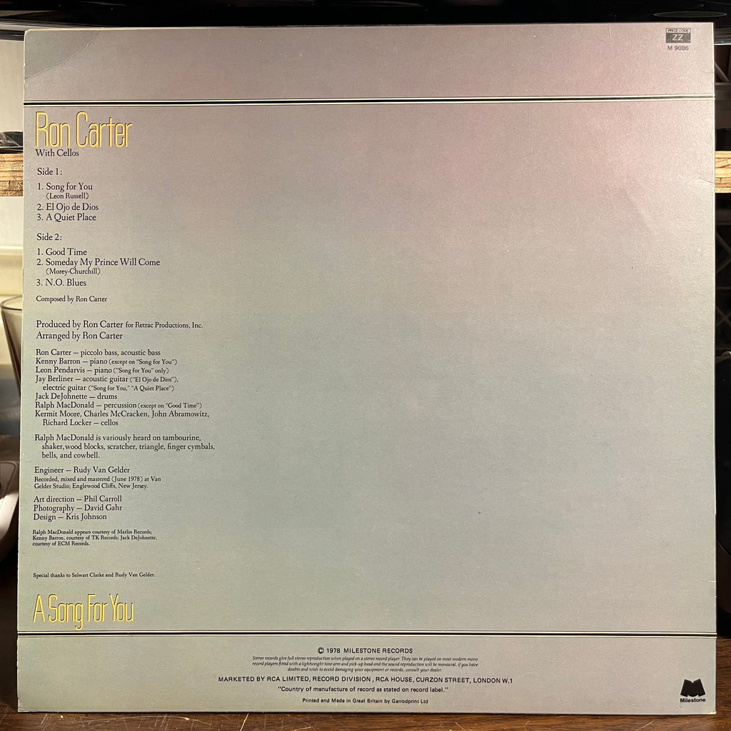 Ron Carter - A Song For You (UK VINYL) | Near Mint (NM) Near Mint (NM)