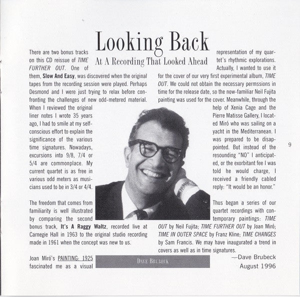 The Dave Brubeck Quartet - Time Further Out (Miro Reflections) (CD) |