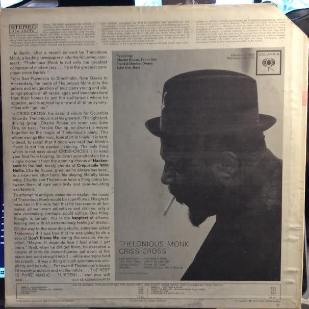 Thelonious Monk - Criss-Cross (VINYL) | Near Mint (NM or M-) Excellent (EX)