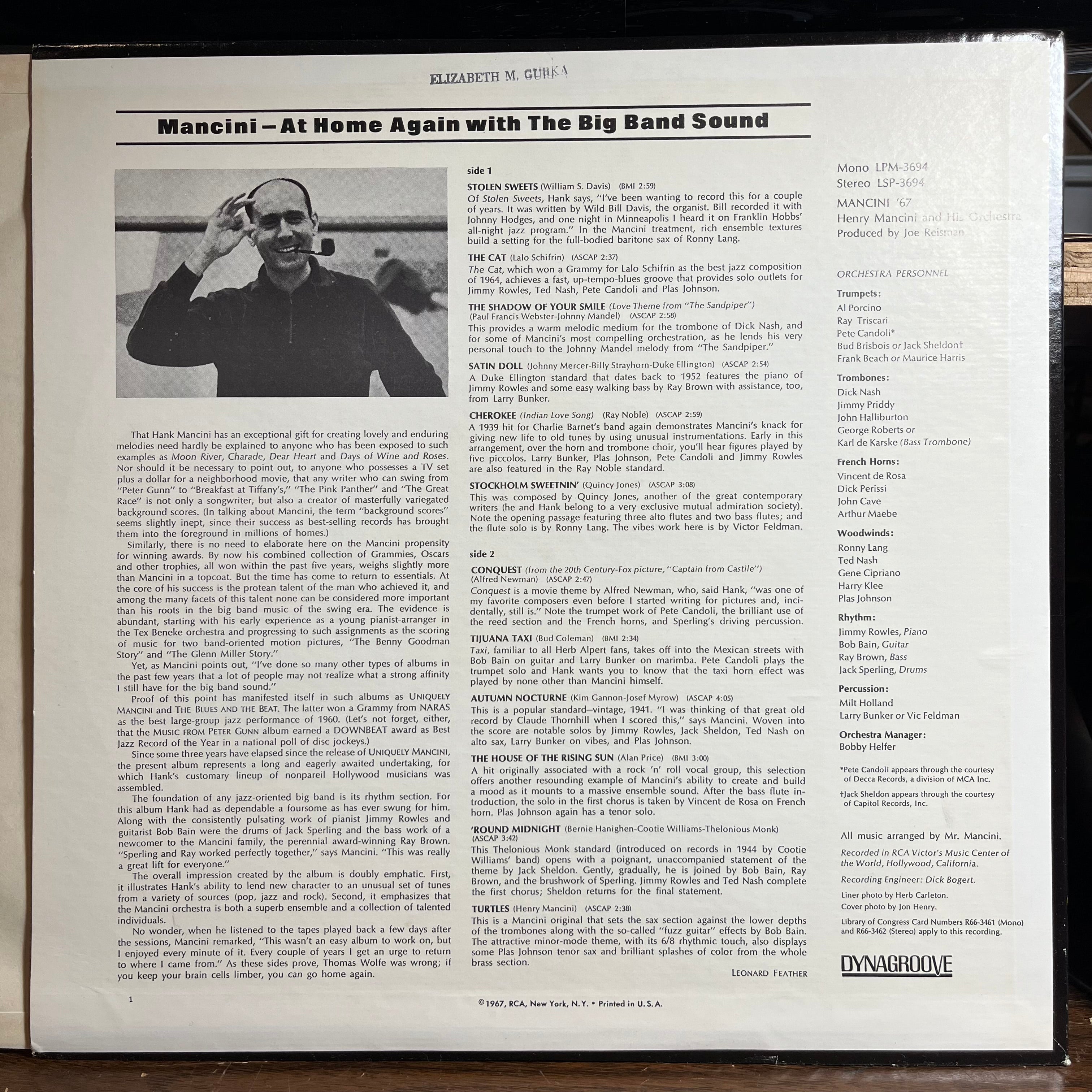 Mancini '67 (The Big Band Sound Of Henry Mancini) (VINYL) | Near Mint (NM) Near Mint (NM)