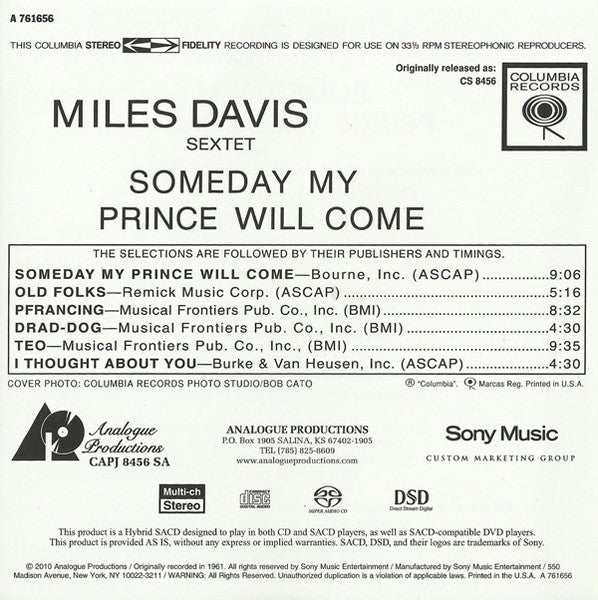The Miles Davis Sextet - Someday My Prince Will Come (SACD) | Near Mint (NM or M-)