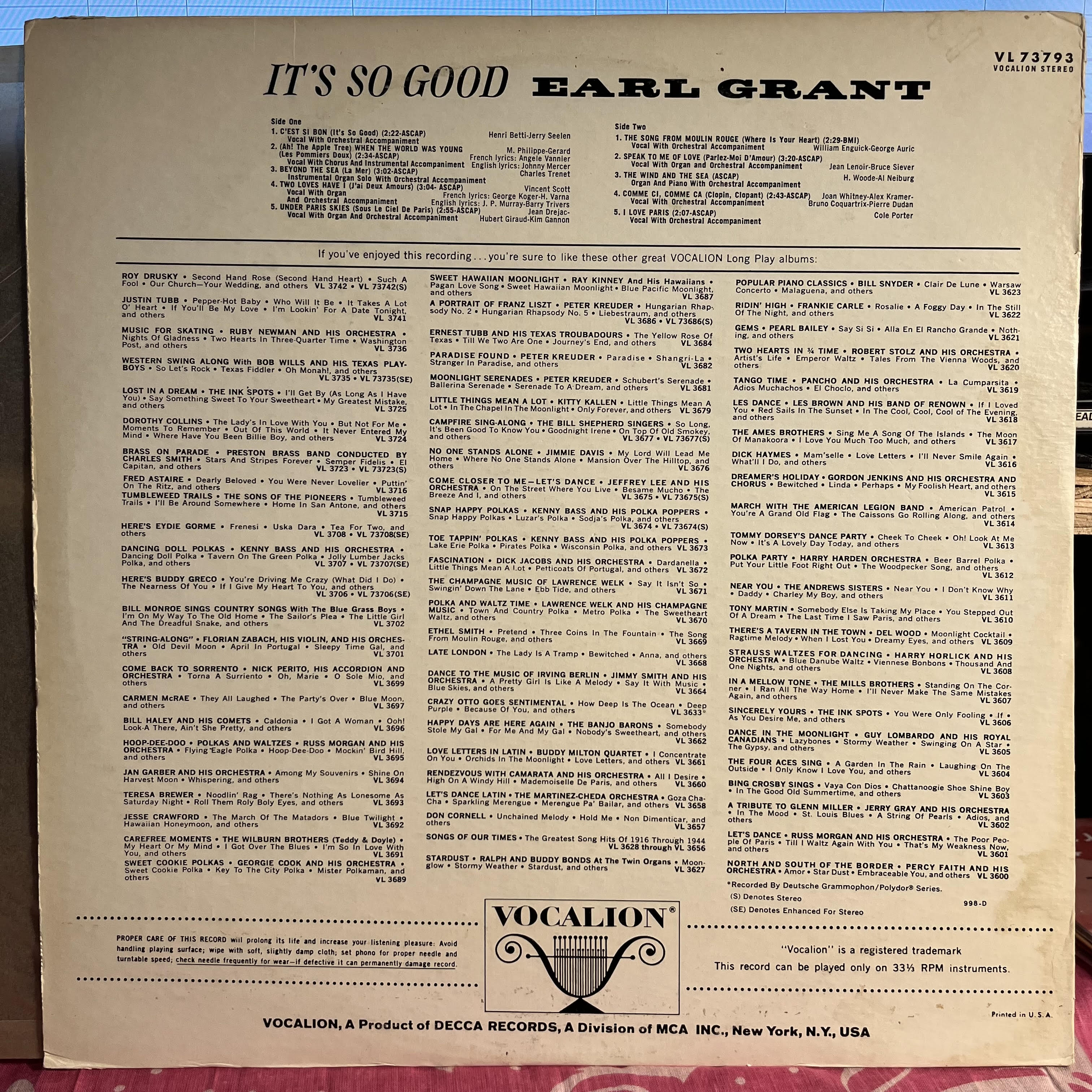 Earl Grant - It's So Good | Near Mint (NM) Excellent (EX)