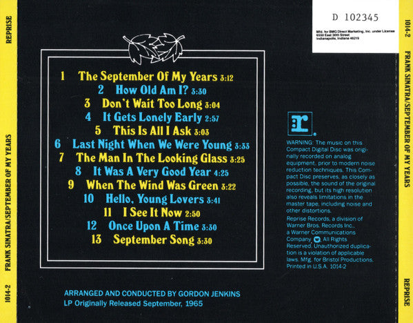 Frank Sinatra - September Of My Years (CD) | Near Mint (NM) Near Mint (NM)