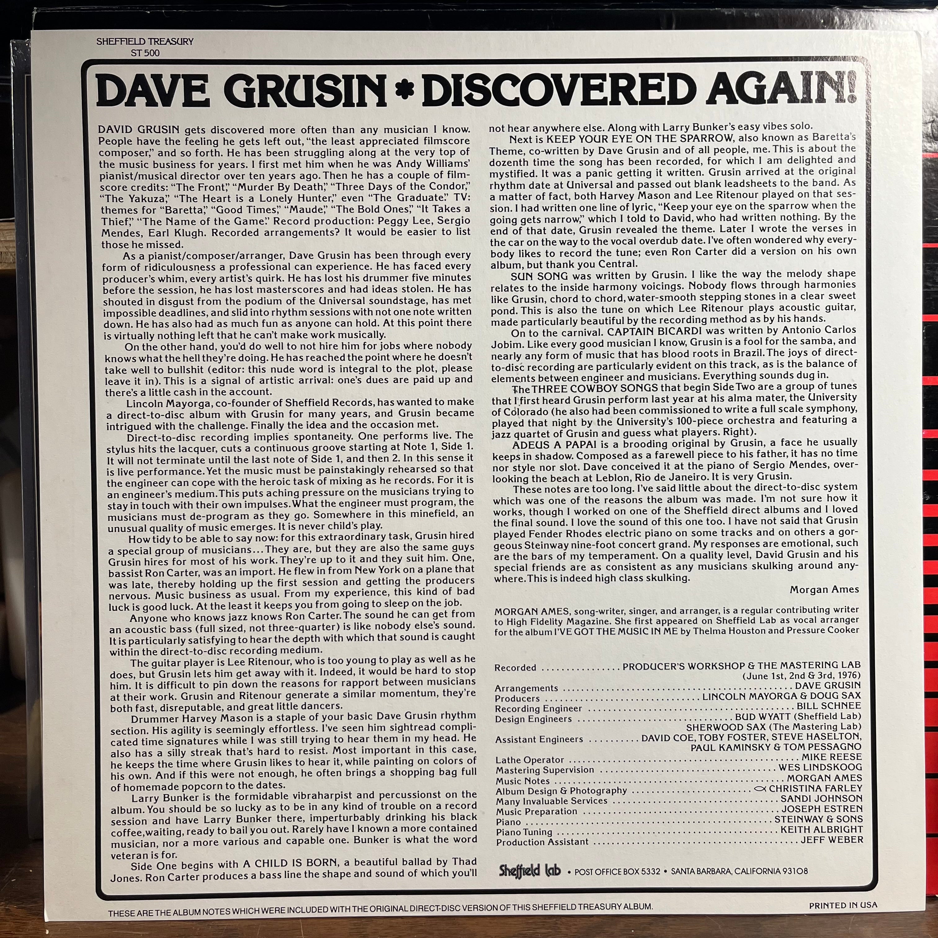 Dave Grusin - Discovered Again! (VINYL) | Near Mint (NM) Excellent+ (EX+)