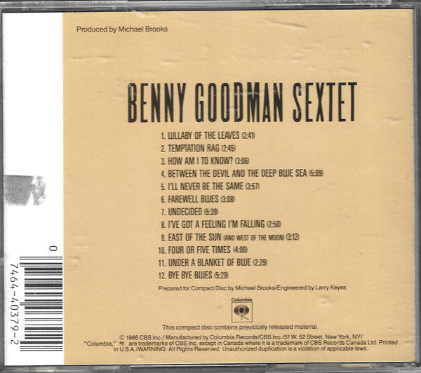 Benny Goodman Sextet (CD) | Near Mint (NM) Near Mint (NM)