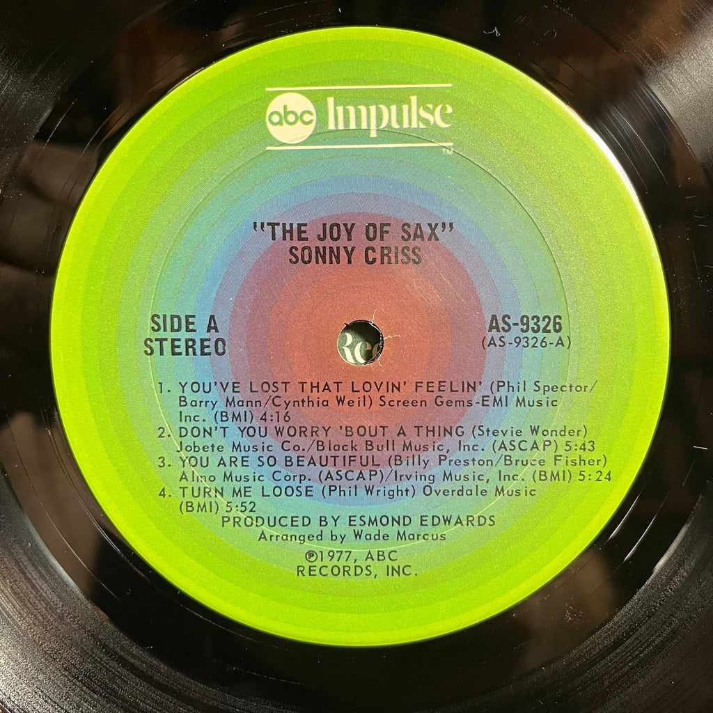 Sonny Criss - The Joy Of Sax (LP) | Near Mint (NM) Excellent (EX)