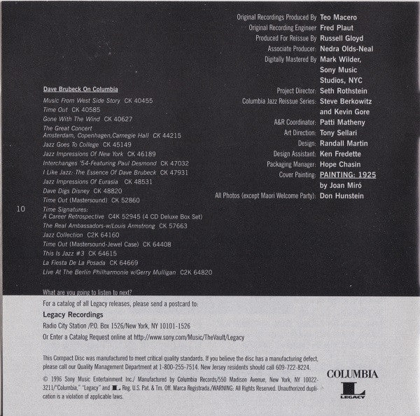 The Dave Brubeck Quartet - Time Further Out (Miro Reflections) (CD) |
