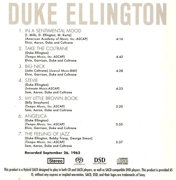 Duke Ellington - Duke Ellington & John Coltrane (SACD) | Near Mint (NM or M-)