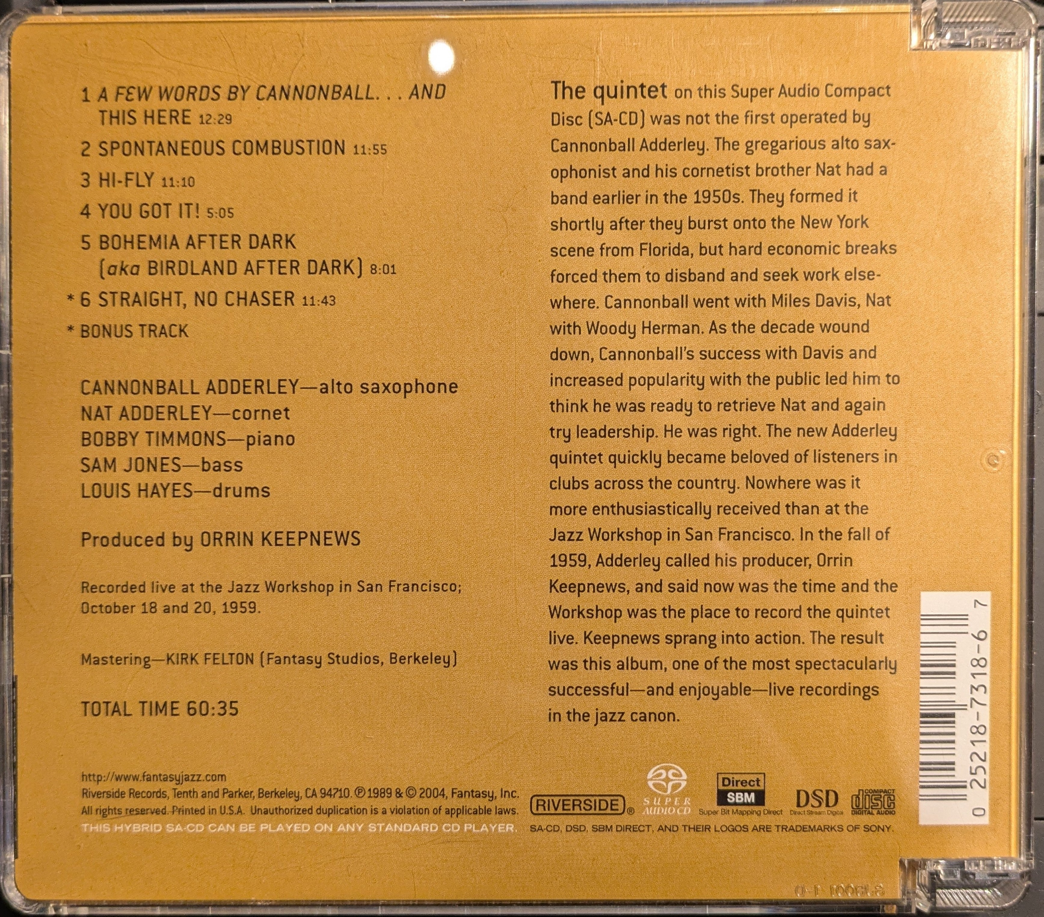 The Cannonball Adderley Quintet - In San Francisco (SACD) | Near Mint (NM) Near Mint (NM)
