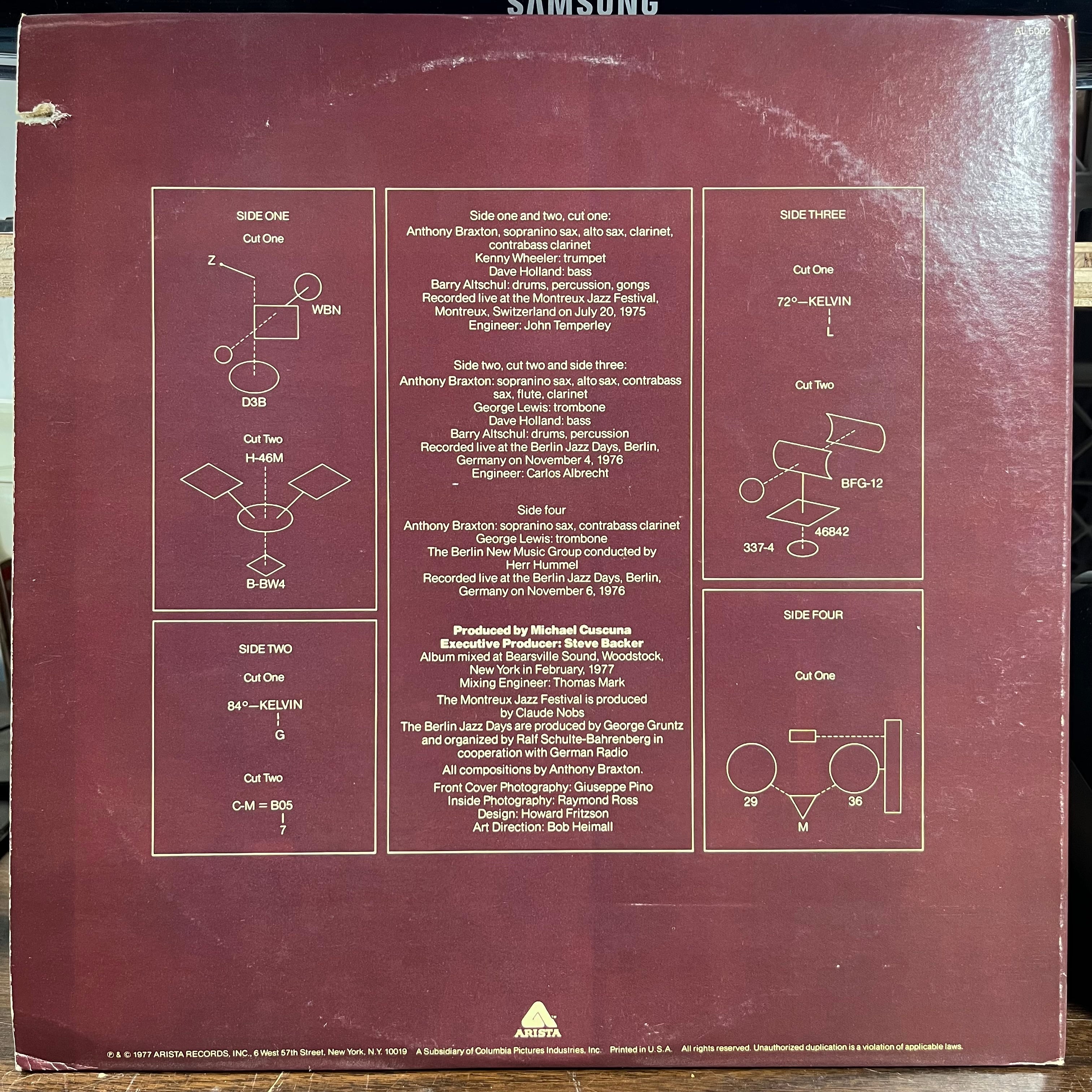 Anthony Braxton - The Montreux / Berlin Concerts (2xLP) | Near Mint (NM) Excellent+ (EX+)