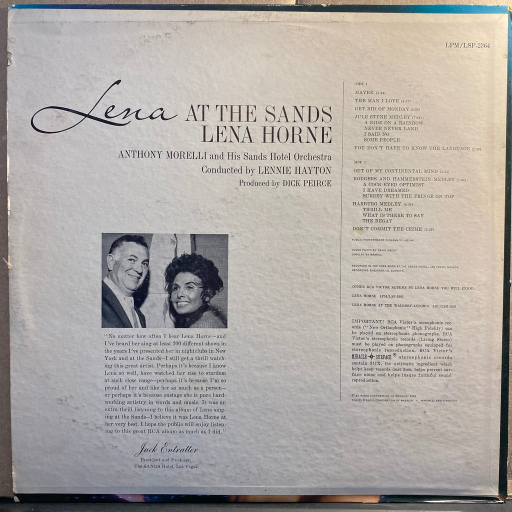 Lena Horne - Lena At The Sands *MONO / 1S* | Near Mint (NM) Near Mint (NM)