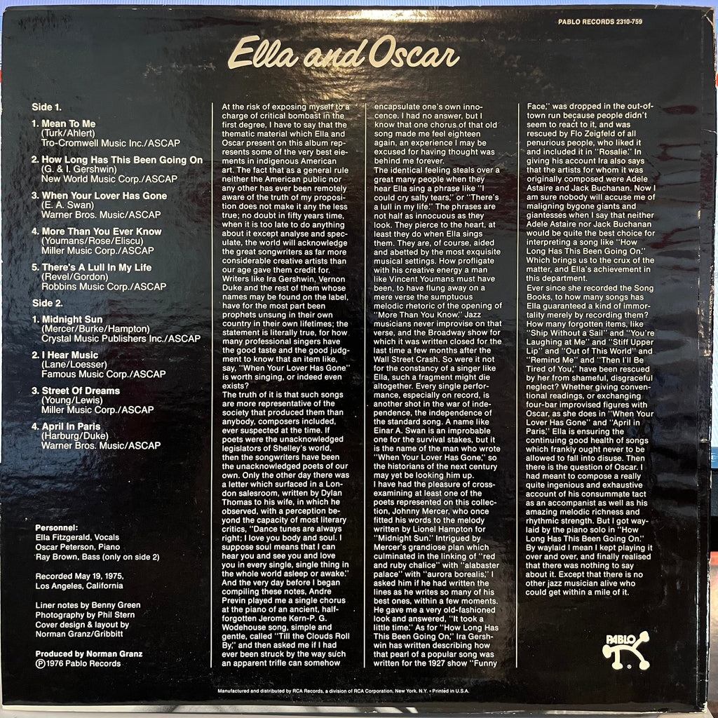 Ella Fitzgerald - Ella And Oscar *INDIANAPOLIS* | Near Mint (NM) Near Mint (NM)