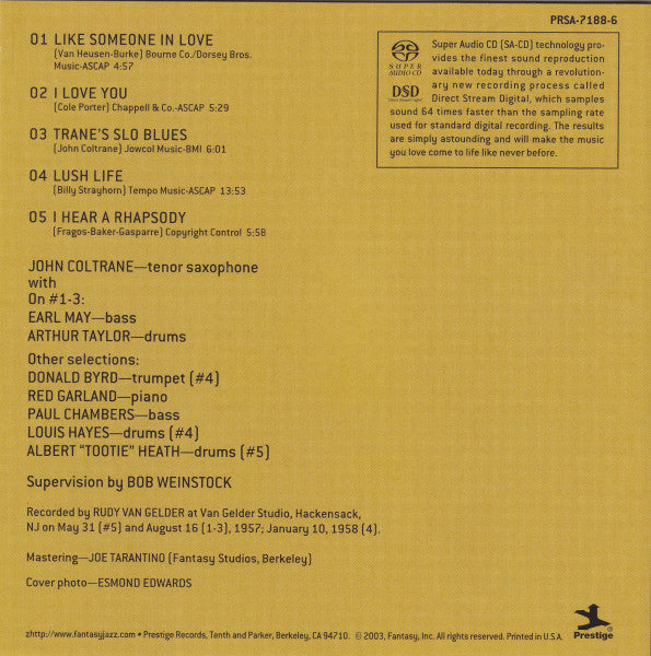 John Coltrane - Lush Life (SACD) | Near Mint (NM or M-) Excellent (EX)