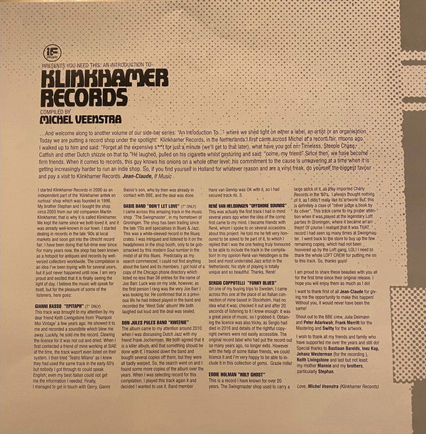 Michel Veenstra - If Music Presents You Need This: An Introduction To Klinkhamer Records | Near Mint (NM) Mint (M)