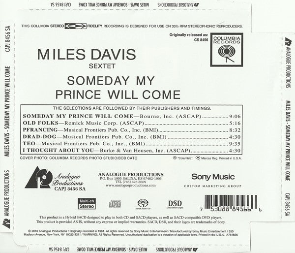 The Miles Davis Sextet - Someday My Prince Will Come (SACD) | Near Mint (NM or M-)