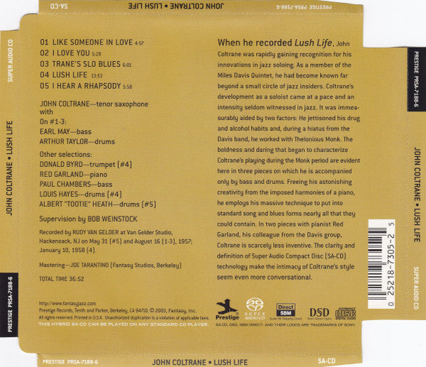 John Coltrane - Lush Life (SACD) | Near Mint (NM or M-) Excellent (EX)