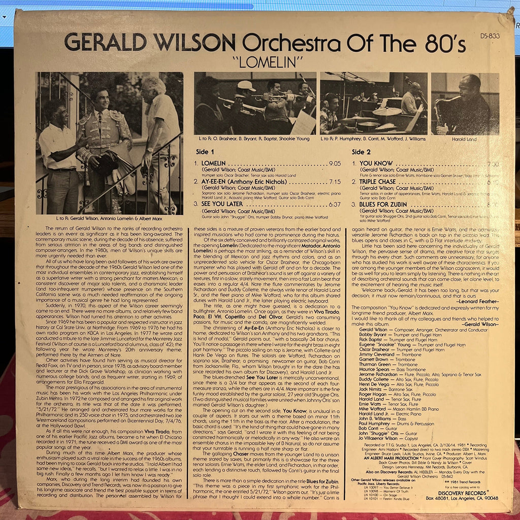 Gerald Wilson Orchestra Of The 80's - Lomelin *DBX* | Near Mint (NM) Excellent (EX)
